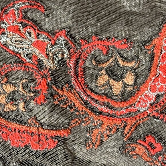 Anthropologie Yoana Baraschi Coffee Orange White Embroidered Skirt Women's SZ 4 - Picture 4 of 6